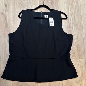 NWT Cabi Women's Black Sleeveless Blouse Size XL Minimalist Office Closet Staple